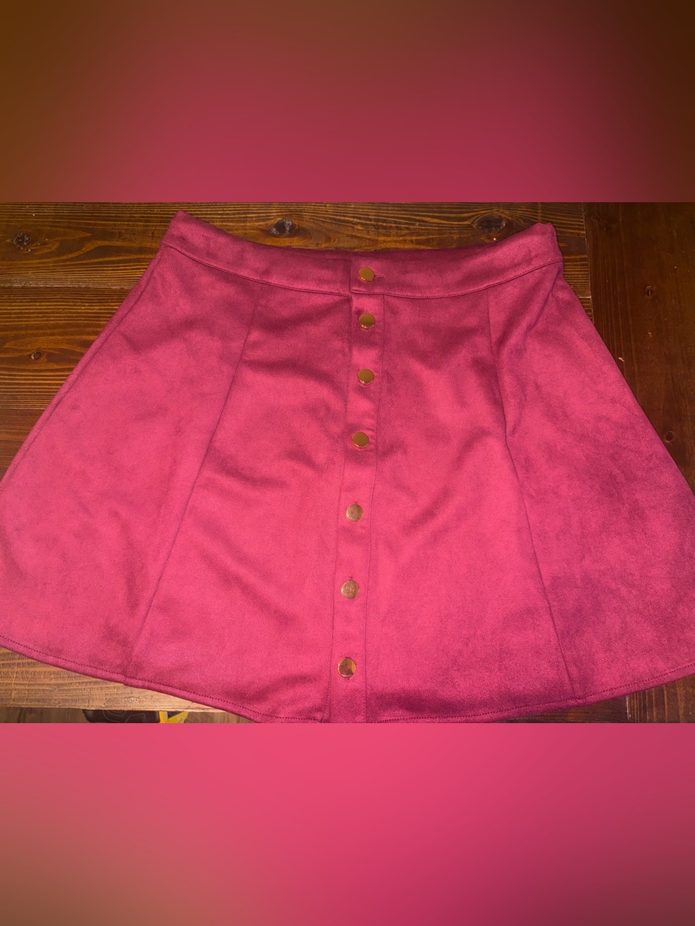 Women’s Burgundy Button-Front A-Line Skirt